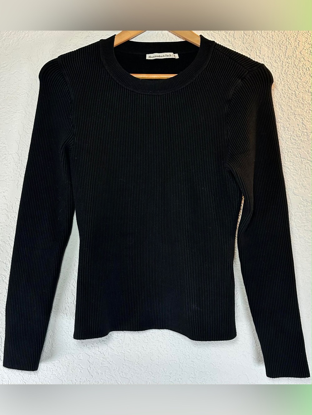 Abercrombie & Fitch Black Ribbed Crewneck Sweater